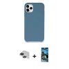 MARSİLYAN™- iPhone 11 Pro Max Kılıf Zirve Modern Özel Seri - Siyah 34D Izgaralı Cam + Siyah Pers Alüminyum Kamera Lens