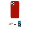 MARSİLYAN™- iPhone 11 Pro Max Kılıf Zirve Modern Özel Seri - Siyah 34D Izgaralı Cam + Renkli Kamera Lens Koruma Cam - TU