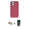 MARSİLYAN™- iPhone 11 Pro Max Kılıf Zirve Modern Özel Seri - Siyah 360 Mat Full Body Arka Koruyucu + Gold Rainbow Kamera Lens Koruma Cam