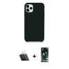 MARSİLYAN™- iPhone 11 Pro Max Kılıf Zirve Modern Özel Seri - Siyah 360 Mat Full Body Arka Koruyucu + Kamera Lens Koruma Cam - SF