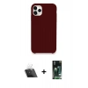 MARSİLYAN™- iPhone 11 Pro Max Kılıf Zirve Modern Özel Seri - Siyah 360 Mat Full Body Arka Koruyucu + Kamera Lens Koruma Cam - SF