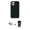 MARSİLYAN™- iPhone 11 Pro Max Kılıf Zirve Modern Özel Seri - Siyah 360 Mat Full Body Arka Koruyucu + Kırmızı Pers Alüminyum Kamera Lens