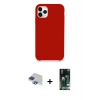 MARSİLYAN™- iPhone 11 Pro Max Kılıf Zirve Modern Özel Seri - Siyah 360 Mat Full Body Arka Koruyucu + Lacivert Pers Alüminyum Kamera Lens