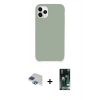 MARSİLYAN™- iPhone 11 Pro Max Kılıf Zirve Modern Özel Seri - Siyah 360 Mat Full Body Arka Koruyucu + Lacivert Pers Alüminyum Kamera Lens