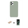 MARSİLYAN™- iPhone 11 Pro Max Kılıf Zirve Modern Özel Seri - Siyah 360 Mat Full Body Arka Koruyucu + Renkli Kamera Lens Koruma Cam - TU