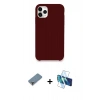 MARSİLYAN™- iPhone 11 Pro Max Kılıf Zirve Modern Özel Seri - Siyah 3D Antistatik Cam Ekran Koruyucu + Metal Kamera Lens Koruma Cam - AKYL