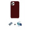 MARSİLYAN™- iPhone 11 Pro Max Kılıf Zirve Modern Özel Seri - Siyah 3D Antistatik Cam Ekran Koruyucu + Shine Kamera Lens Koruma Cam - GI