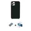 MARSİLYAN™- iPhone 11 Pro Max Kılıf Zirve Modern Özel Seri - Siyah 3D Antistatik Cam Ekran Koruyucu + Metal Kamera Lens Koruma Cam - GD