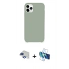 MARSİLYAN™- iPhone 11 Pro Max Kılıf Zirve Modern Özel Seri - Siyah 3D Antistatik Cam Ekran Koruyucu + Pers Alüminyum Kamera Lens - LT