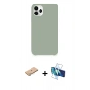 MARSİLYAN™- iPhone 11 Pro Max Kılıf Zirve Modern Özel Seri - Siyah 3D Antistatik Cam Ekran Koruyucu + Renkli Kamera Lens Koruma Cam - PE