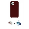MARSİLYAN™- iPhone 11 Pro Max Kılıf Zirve Modern Özel Seri - Siyah 3D Antistatik Cam Ekran Koruyucu + Pers Alüminyum Kamera Lens - KI