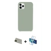 MARSİLYAN™- iPhone 11 Pro Max Kılıf Zirve Modern Özel Seri - Siyah 3D Antistatik Cam Ekran Koruyucu + Rainbow Kamera Lens Koruma Cam - YL