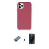 MARSİLYAN™- iPhone 11 Pro Max Kılıf Zirve Modern Özel Seri - Siyah 3D Antistatik Hayalet Cam Ekran Koruyucu + Mavi Metal Kamera Lens Koruma Cam