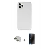MARSİLYAN™- iPhone 11 Pro Max Kılıf Zirve Modern Özel Seri - Siyah 3D Antistatik Hayalet Cam Ekran Koruyucu + Pers Alüminyum Kamera Lens - YL