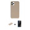 MARSİLYAN™- iPhone 11 Pro Max Kılıf Zirve Modern Özel Seri - Siyah 3D Antistatik Hayalet Cam Ekran Koruyucu + Renkli Kamera Lens Koruma Cam - MI