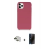 MARSİLYAN™- iPhone 11 Pro Max Kılıf Zirve Modern Özel Seri - Siyah 3D Antistatik Hayalet Cam Ekran Koruyucu + Pers Alüminyum Kamera Lens - YL