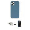 MARSİLYAN™- iPhone 11 Pro Max Kılıf Zirve Modern Özel Seri - Siyah 3D Antistatik Hayalet Cam Ekran Koruyucu + Pers Alüminyum Kamera Lens - YL