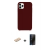 MARSİLYAN™- iPhone 11 Pro Max Kılıf Zirve Modern Özel Seri - Siyah 3D Antistatik Hayalet Cam Ekran Koruyucu + Renkli Kamera Lens Koruma Cam - MI