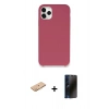 MARSİLYAN™- iPhone 11 Pro Max Kılıf Zirve Modern Özel Seri - Siyah 3D Antistatik Hayalet Cam Ekran Koruyucu + Renkli Kamera Lens Koruma Cam - TU