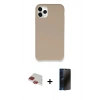MARSİLYAN™- iPhone 11 Pro Max Kılıf Zirve Modern Özel Seri - Siyah 3D Antistatik Hayalet Cam Ekran Koruyucu + Pers Alüminyum Kamera Lens - KI