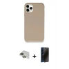 MARSİLYAN™- iPhone 11 Pro Max Kılıf Zirve Modern Özel Seri - Siyah 3D Antistatik Hayalet Cam Ekran Koruyucu + Pers Alüminyum Kamera Lens - YL