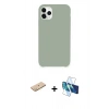 MARSİLYAN™- iPhone 11 Pro Max Kılıf Zirve Modern Özel Seri - Siyah 3D Antistatik Seramik Nano Ekran Koruyucu + Renkli Kamera Lens Koruma Cam - SI