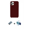 MARSİLYAN™- iPhone 11 Pro Max Kılıf Zirve Modern Özel Seri - Siyah 3D Antistatik Seramik Nano Ekran Koruyucu + Metal Kamera Lens Koruma Cam - SH