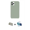 MARSİLYAN™- iPhone 11 Pro Max Kılıf Zirve Modern Özel Seri - Siyah 3D Antistatik Seramik Nano Ekran Koruyucu + Rainbow Kamera Lens Koruma Cam - GD