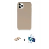 MARSİLYAN™- iPhone 11 Pro Max Kılıf Zirve Modern Özel Seri - Siyah 3D Antistatik Seramik Nano Ekran Koruyucu + Mavi Renkli Kamera Lens Koruma Cam