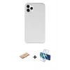 MARSİLYAN™- iPhone 11 Pro Max Kılıf Zirve Modern Özel Seri - Siyah 3D Antistatik Seramik Nano Ekran Koruyucu + Pembe Renkli Kamera Lens Koruma Cam