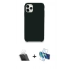 MARSİLYAN™- iPhone 11 Pro Max Kılıf Zirve Modern Özel Seri - Siyah 3D Antistatik Seramik Nano Ekran Koruyucu + Şeffaf Kamera Lens Koruma Cam