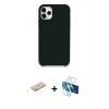 MARSİLYAN™- iPhone 11 Pro Max Kılıf Zirve Modern Özel Seri - Siyah 3D Antistatik Seramik Nano Ekran Koruyucu + Renkli Kamera Lens Koruma Cam - YL