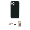 MARSİLYAN™- iPhone 11 Pro Max Kılıf Zirve Modern Özel Seri - Siyah 6D Mat Seramik Hayalet Nano Ekran Koruyucu + Yeşil Renkli Kamera Lens Koruma Cam
