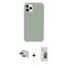 MARSİLYAN™- iPhone 11 Pro Max Kılıf Zirve Modern Özel Seri - Siyah 6D Mat Seramik Hayalet Nano Ekran Koruyucu + Yeşil Pers Alüminyum Kamera Lens