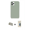 MARSİLYAN™- iPhone 11 Pro Max Kılıf Zirve Modern Özel Seri - Siyah 6D Mat Seramik Hayalet Nano Ekran Koruyucu + Gold Rainbow Kamera Lens Koruma Cam