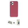 MARSİLYAN™- iPhone 11 Pro Max Kılıf Zirve Modern Özel Seri - Siyah 6D Mat Seramik Hayalet Nano Ekran Koruyucu + Gold Rainbow Kamera Lens Koruma Cam