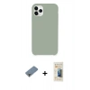 MARSİLYAN™- iPhone 11 Pro Max Kılıf Zirve Modern Özel Seri - Siyah 6D Mat Seramik Hayalet Nano Ekran Koruyucu + Açık Yeşil Metal Kamera Lens Koruma Cam
