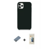 MARSİLYAN™- iPhone 11 Pro Max Kılıf Zirve Modern Özel Seri - Siyah 6D Mat Seramik Hayalet Nano Ekran Koruyucu + Gümüş Metal Kamera Lens Koruma Cam