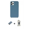 MARSİLYAN™- iPhone 11 Pro Max Kılıf Zirve Modern Özel Seri - Siyah Bilvis Hayalet Cam Ekran Koruyucu + Mor Metal Kamera Lens Koruma Cam