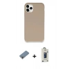 MARSİLYAN™- iPhone 11 Pro Max Kılıf Zirve Modern Özel Seri - Siyah Bilvis Hayalet Cam Ekran Koruyucu + Mor Metal Kamera Lens Koruma Cam