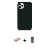 MARSİLYAN™- iPhone 11 Pro Max Kılıf Zirve Modern Özel Seri - Siyah Joko Magic 5D Hayalet Cam + Pembe Renkli Kamera Lens Koruma Cam