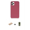 MARSİLYAN™- iPhone 11 Pro Max Kılıf Zirve Modern Özel Seri - Siyah Joko Magic 5D Hayalet Cam + Pembe Renkli Kamera Lens Koruma Cam