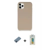 MARSİLYAN™- iPhone 11 Pro Max Kılıf Zirve Modern Özel Seri - Siyah Polymer Nano Ekran Koruyucu + Mavi Metal Kamera Lens Koruma Cam