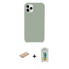 MARSİLYAN™- iPhone 11 Pro Max Kılıf Zirve Modern Özel Seri - Siyah Polymer Nano Ekran Koruyucu + Renkli Kamera Lens Koruma Cam - PE