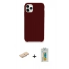 MARSİLYAN™- iPhone 11 Pro Max Kılıf Zirve Modern Özel Seri - Siyah Polymer Nano Ekran Koruyucu + Renkli Kamera Lens Koruma Cam - MI