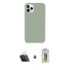 MARSİLYAN™- iPhone 11 Pro Max Kılıf Zirve Modern Özel Seri - Siyah Polymer Nano Ekran Koruyucu + Kamera Lens Koruma Cam - SF