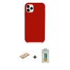 MARSİLYAN™- iPhone 11 Pro Max Kılıf Zirve Modern Özel Seri - Siyah Polymer Nano Ekran Koruyucu + Turuncu Renkli Kamera Lens Koruma Cam