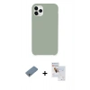 MARSİLYAN™- iPhone 11 Pro Max Kılıf Zirve Modern Özel Seri - Siyah Seramik Nano Ekran Koruyucu + Gümüş Shine Kamera Lens Koruma Cam