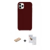 MARSİLYAN™- iPhone 11 Pro Max Kılıf Zirve Modern Özel Seri - Siyah Seramik Nano Ekran Koruyucu + Renkli Kamera Lens Koruma Cam - PE