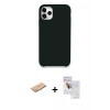 MARSİLYAN™- iPhone 11 Pro Max Kılıf Zirve Modern Özel Seri - Siyah Seramik Nano Ekran Koruyucu + Renkli Kamera Lens Koruma Cam - PE